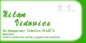 milan vidovics business card